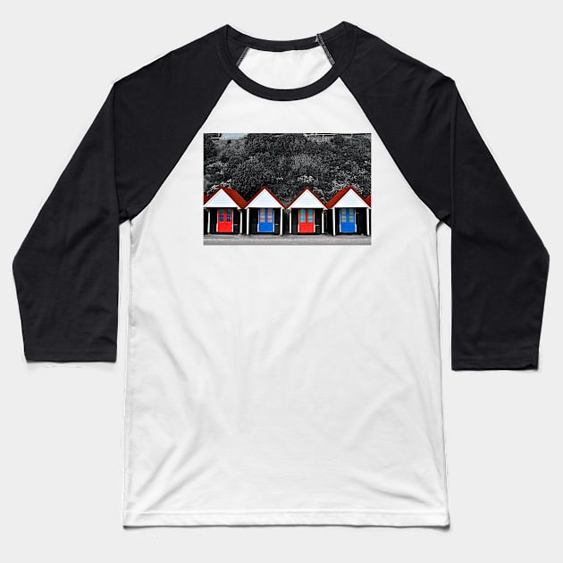 Bournemouth Beach Huts Dorset England Baseball T-Shirt by AndyEvansPhotos